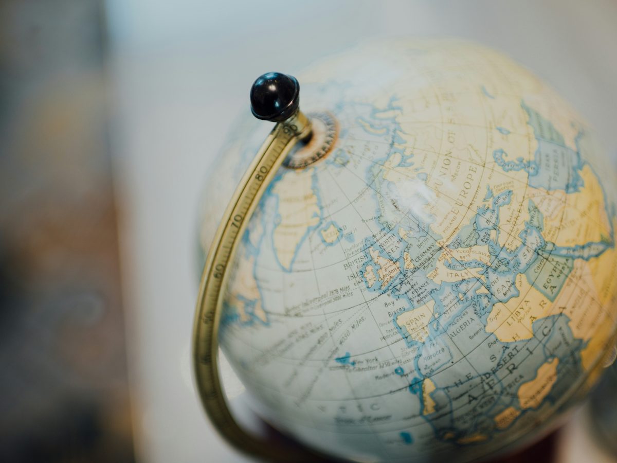 Close up photo of a globe.